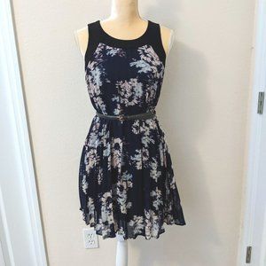 Accordian Pleated Floral Halter Dress